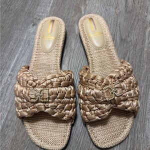 Sam Edelman Brown Woven Slide Sandals